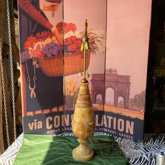 1970s Large Hand Carved Marble Lamp For Sale - Image 11 of 11