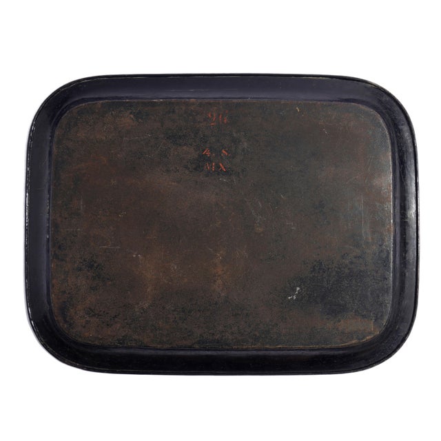 English Chinoiserie Rolled Rim Tole Tray, C. 1830 For Sale - Image 12 of 14