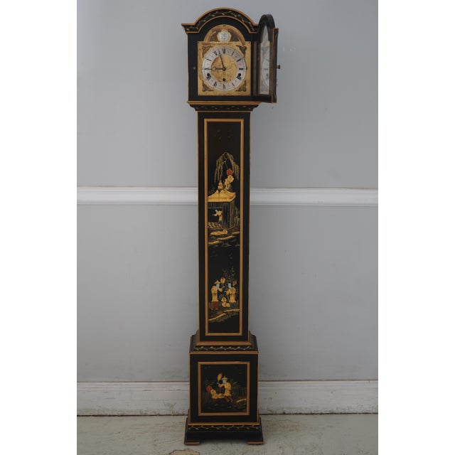 Chinoiserie Ellicot of London Chinoiserie Diminutive Grandmother Dwarf Tall Case Clock For Sale - Image 3 of 13