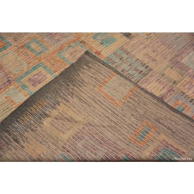 Brown Large Soft Jewel Tone Color Mid Century Modern Geometric Modern Rug For Sale - Image 8 of 8