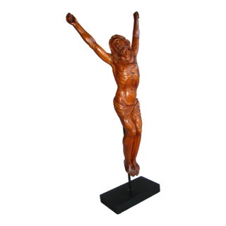 Flemish Wood Sculpted Christ on Stand 18 Century For Sale