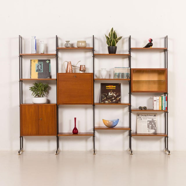 Italian Free Standing Wall Unit in Teak, 1960s For Sale - Image 4 of 18