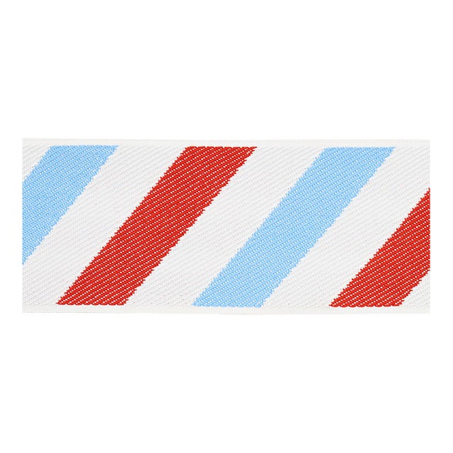 Sample - Schumacher Airmail Ii Indoor/Outdoor Tape, Red & Blue For Sale