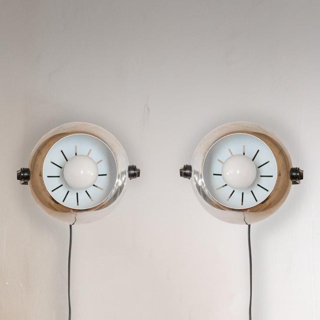 Black Space Age Chromed Alta Lite Wall Sconces from Targetti Sankey, 1970s, Set of 2 For Sale - Image 8 of 18