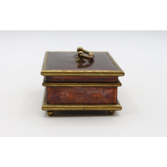 English Circa 1800-1820 English Copper & Brass Jewelry Casket Box For Sale - Image 3 of 10