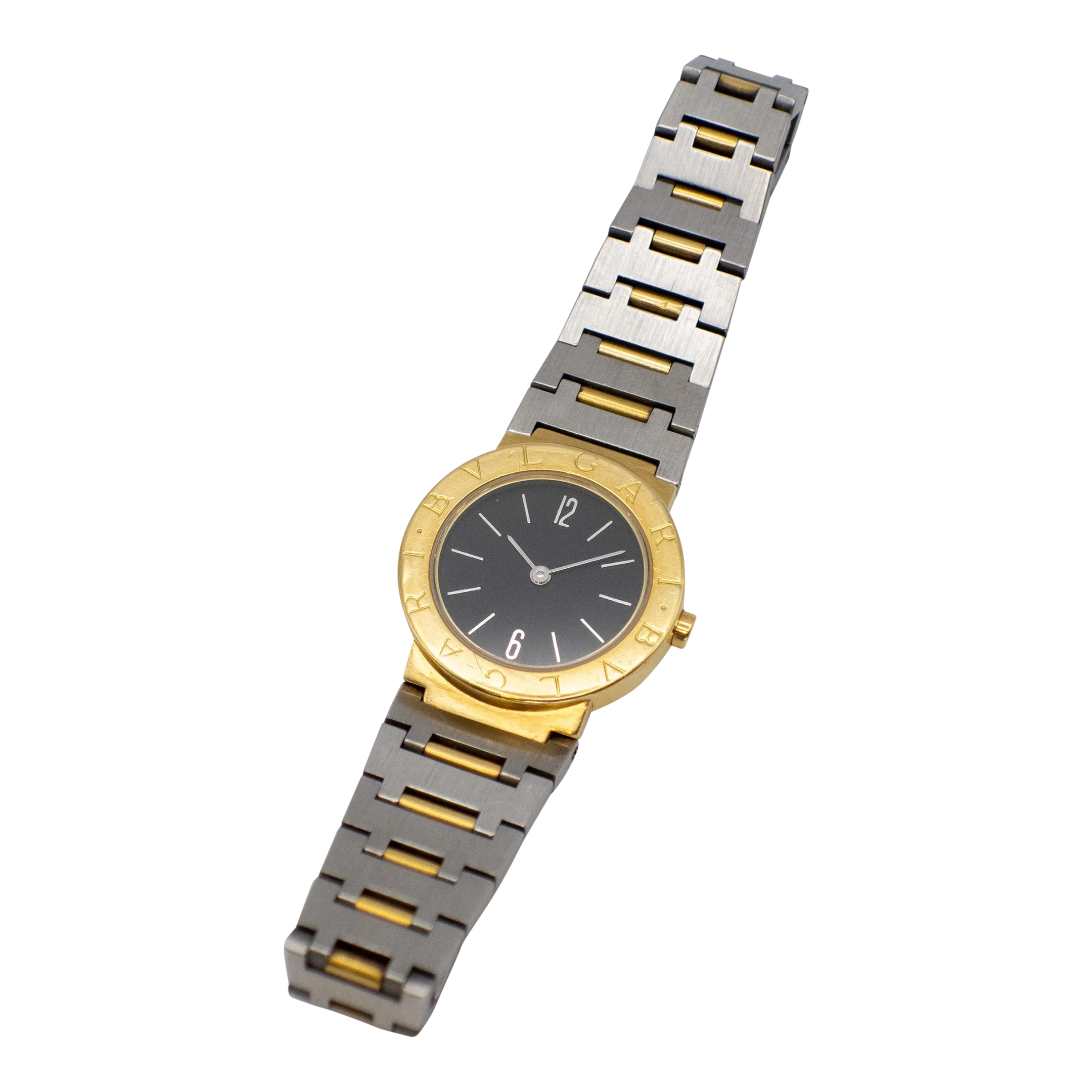 1980s Bulgari Diagono 18k Stainless Steel Ladies Quartz Watch