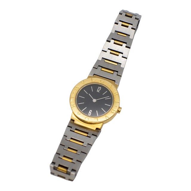 1980s Bulgari Diagono 18k Stainless Steel Ladies Quartz Watch For Sale