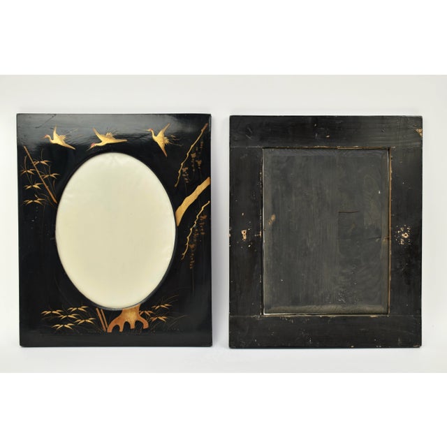 1920s Japanese Black Lacquer Picutre Frames- Set of 2 For Sale - Image 10 of 11