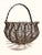 Sturdy woven wire basket with a braide handle for eggs or gathering in the garden. Folk art, American.
