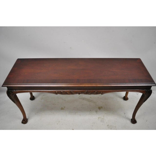 Mid 20th Century Chinese Chippendale Georgian Mahogany Ball & Claw Console Sofa Hall Table Attributed to Lane For Sale - Image 10 of 10