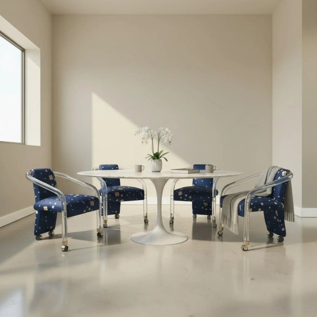Upholstered Charles Hollis Jones Style Lucite Dining Chairs - Set of 4 For Sale - Image 13 of 13