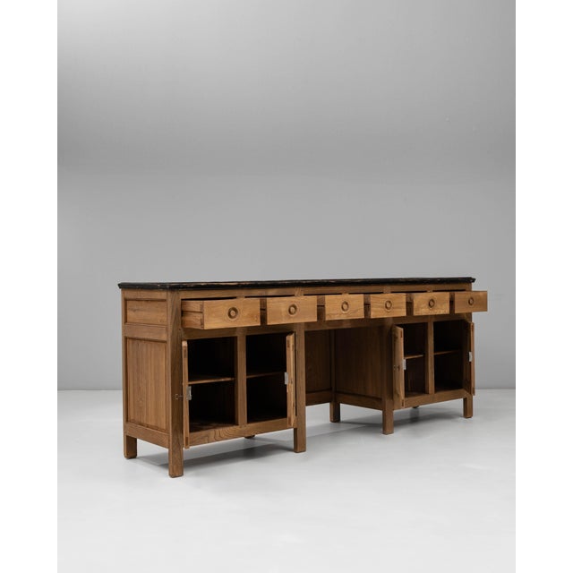 1900s French Provincial Wooden Buffet with Drawers and Cabinet Storage For Sale - Image 4 of 18