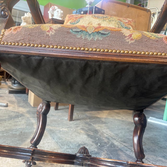 Antique Walnut Armchairs Upholstered with Aubusson, France, 1700, Set of 2 For Sale - Image 13 of 18
