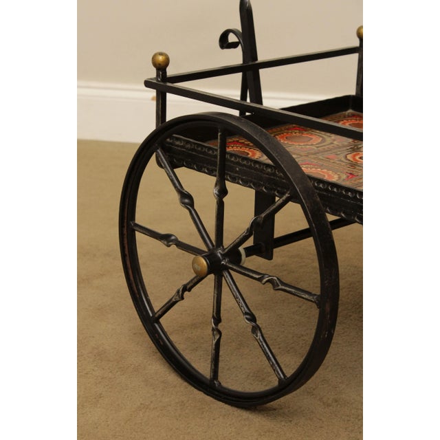 Custom Forged Iron Cart with Art Tiles For Sale - Image 10 of 13
