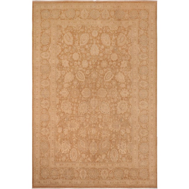1990s 1990s Bohemian Sun Faded Brown/Beige Hand Knotted Wool Rug - 10'1" X 13'8" For Sale - Image 10 of 10