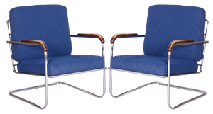 Set of Bauhaus Armchairs in Chrome-Plated Steel, Switzerland, 1930s
