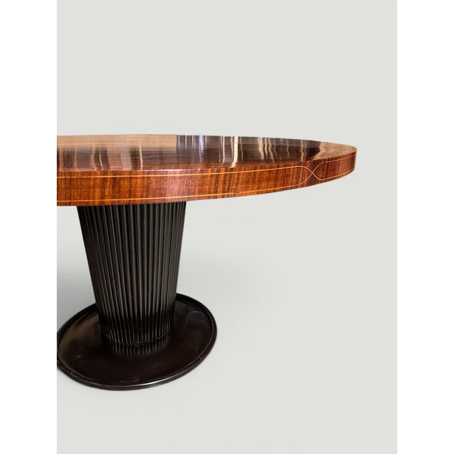 Brown Mid-Century Italian Round Dining Table attributed to Osvaldo Borsani, 1950s For Sale - Image 8 of 18