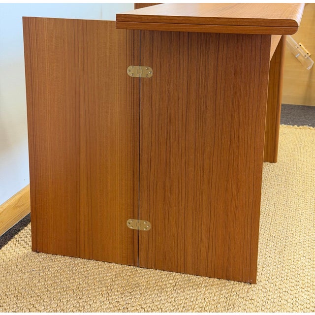 1970s Scandinavian Convertible Modern Teak Console Table Desk For Sale - Image 9 of 14