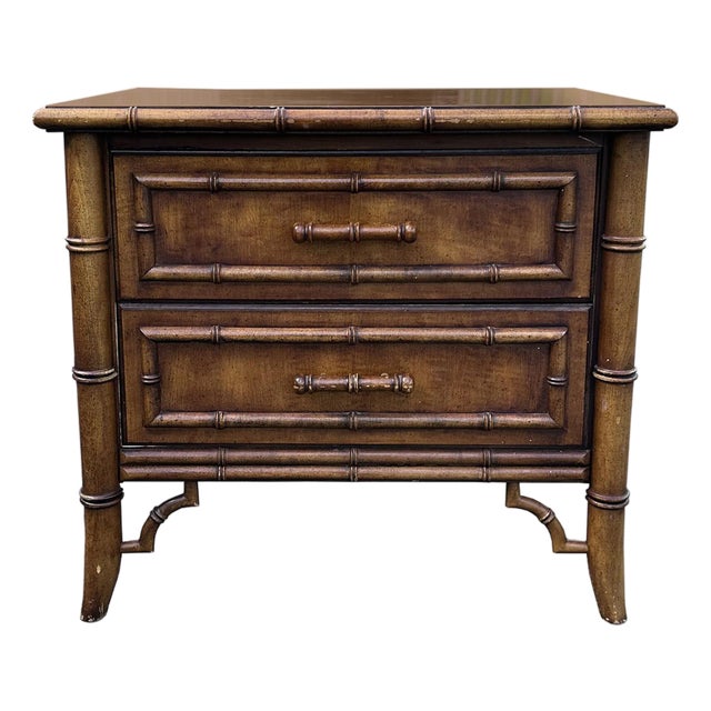 Vintage Faux Bamboo Nightstand by Dixie Aloha Commode For Sale