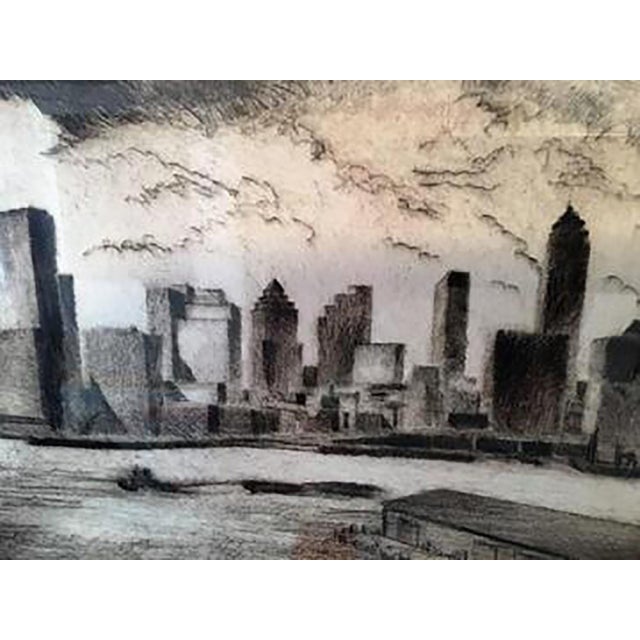 Traditional Moody Signed 1970s Manhattan Skyline Etching For Sale - Image 3 of 7