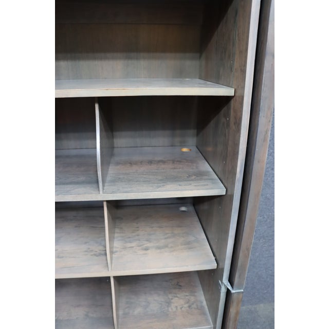 Wood Harden Director Style Cherry Armoire With Smoked Mirror Glass Doors For Sale - Image 7 of 17