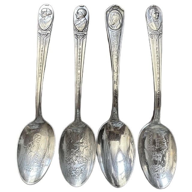 Brown Vintage Federal Eagle Wood Spoon Rack W/12 Silver Plate Collectible President Spoons For Sale - Image 8 of 11