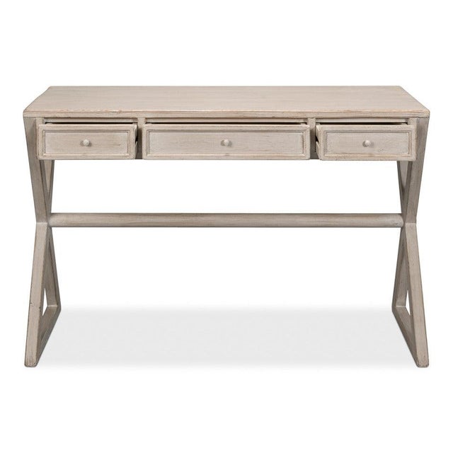 Campaign Campaign X-Frame Writing Desk in Stone Grey For Sale - Image 3 of 12