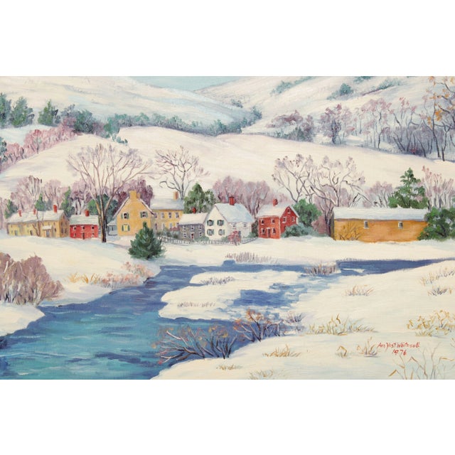 Blue Ann Yost Whitesell 'Village in the Poconos' Original Oil Painting For Sale - Image 8 of 12