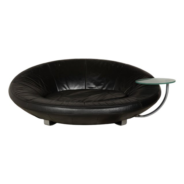 DS-152 Leather Two-Seater Black Sofa from de Sede For Sale