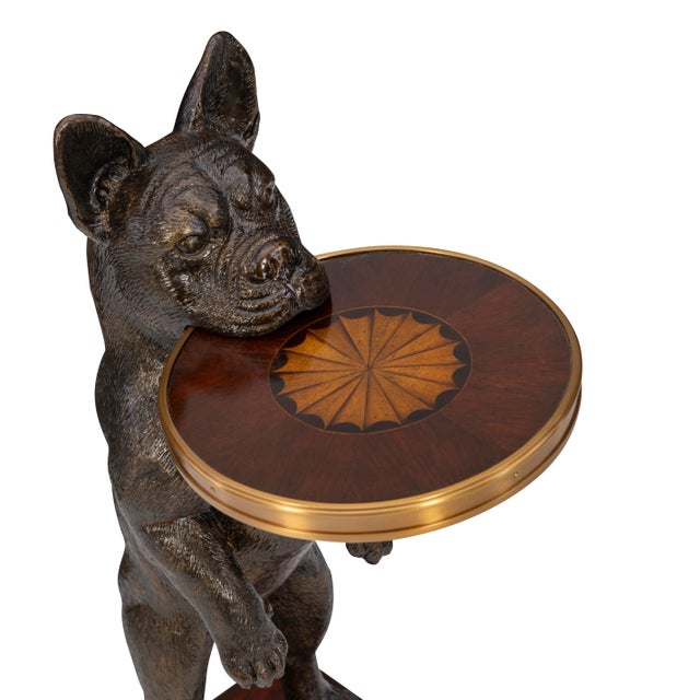 Traditional Maitland-Smith French Bulldog Accent Table For Sale - Image 3 of 4
