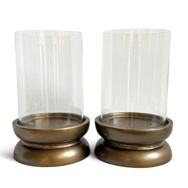 2020s Glass & Brass Finish Candle Holder Small For Sale - Image 5 of 7