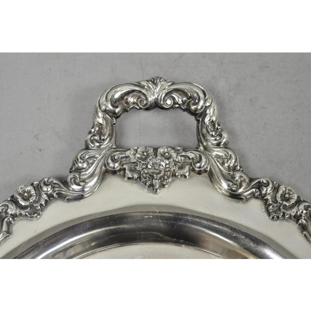 Vintage Poole 400 Lancaster Rose Oval Silver Plated Bar Serving Platter Tray For Sale - Image 11 of 14