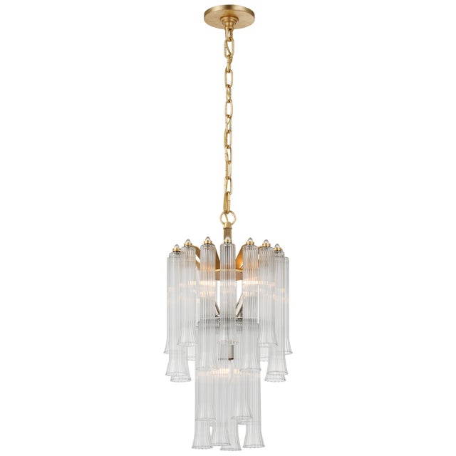 Julie Neill for Visual Comfort Signature Lorelei Petite Waterfall Chandelier in Gild with Clear Glass For Sale