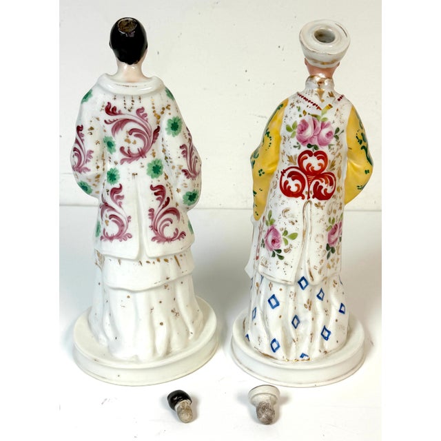 Pair Old Paris Porcelain Chinoiserie Fashion Rose Water Bottles by Jacob Petite For Sale - Image 15 of 18