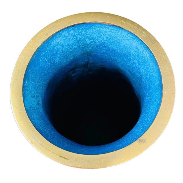 Vintage Gray and Black Bamboo Cloisonne Vase For Sale - Image 9 of 12