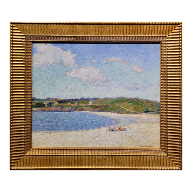 Alexander Warshawsky-1930s Audierno Beach Scene North of France-Oil Painting For Sale