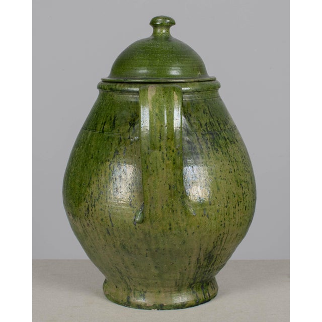 Portuguese Green Glazed Earthenware Lidded Jar For Sale - Image 4 of 13