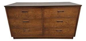 Lane Furniture Walnut and Laminate Six Drawer Dresser
