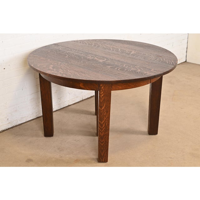 Mission Gustav Stickley Antique Mission Oak Arts & Crafts Extension Dining Table, Circa 1910 For Sale - Image 3 of 13