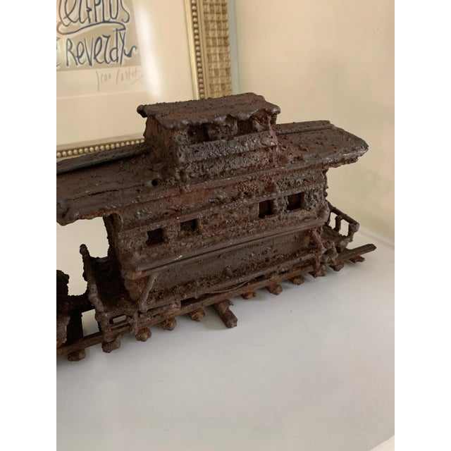 Brutalist Sculpture of Train on Track with Smoke For Sale - Image 4 of 12