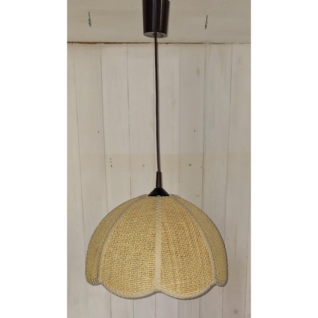 Vintage Ceiling Lamp with Wicker Shade from Zicoli Limbach, 1980s, in Very Good conditions. Designed 1980 to 1989 This...