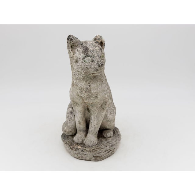 Vintage Reconstituted Stone Cat Garden Statue, English 1970s For Sale - Image 4 of 8
