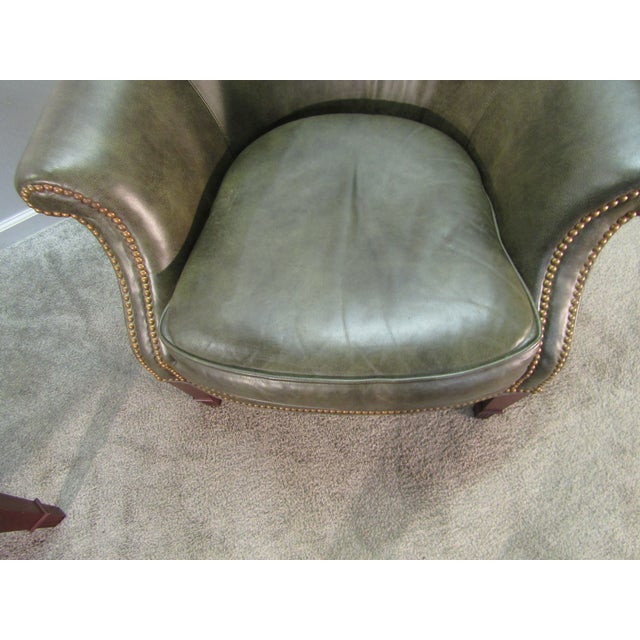 Baker Furniture Company Baker Furniture Pair of Leather Chairs For Sale - Image 4 of 13