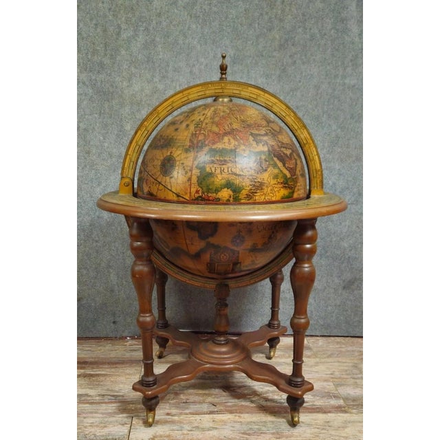 Wood Globe Bar on Turned Wooden Base For Sale - Image 7 of 10