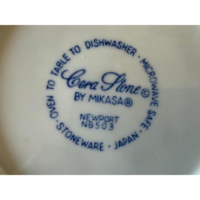Blue Vintage Mikasa Cera Stone Small Plates in the Newport Pattern - Set of 7 For Sale - Image 8 of 10