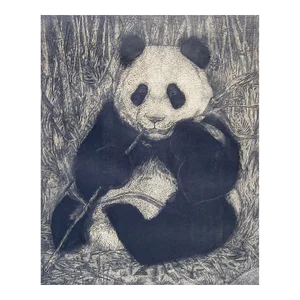 Vintage Panda Etching Print