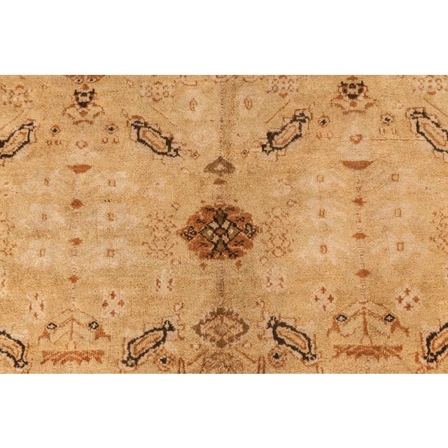 19th Century Indian Agra Beige and Brown Rug For Sale - Image 4 of 5