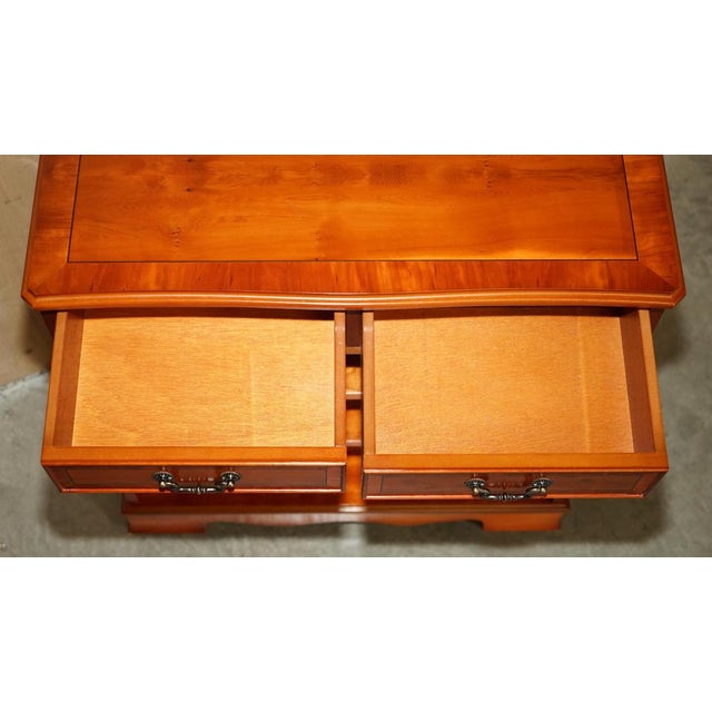 Vintage Burr Yew Wood Dwarf Open Library Bookcase with Twin Drawers For Sale - Image 13 of 15