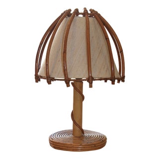 Rattan and Bamboo Lamp by Louis Sognot, 1960s For Sale