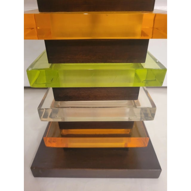 Vintage Colorful Lifesaver Stacked Lucite Mid Century Modern Table Lamp For Sale In West Palm - Image 6 of 7